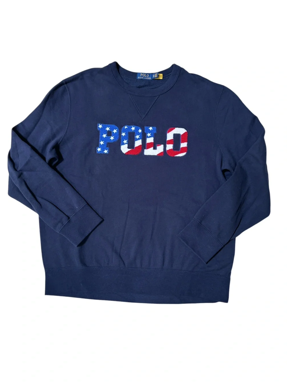 Polo by Ralph Lauren Navy Crewneck Sweatshirt American Flag Size XL